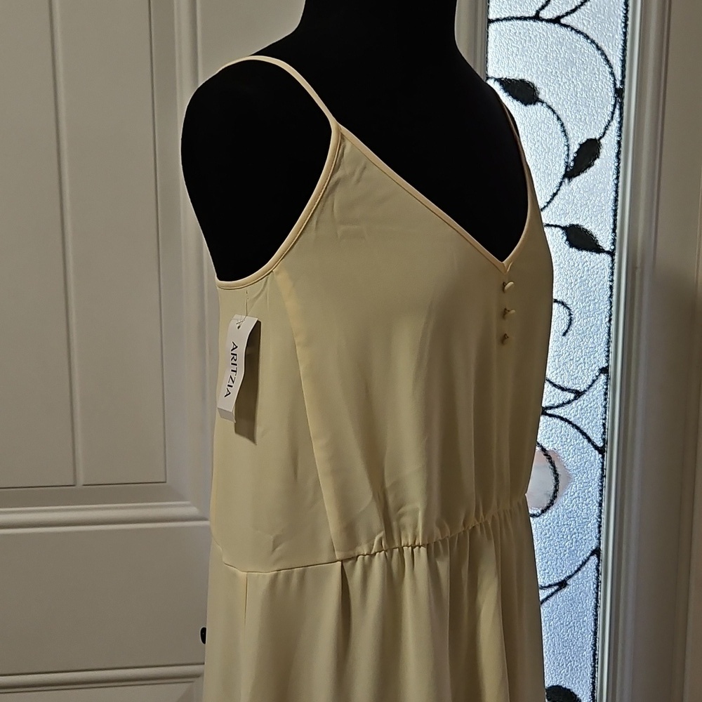 Aritzia Little Moon Butter Yellow Lace Trim Aurora Midi Dress Size XS - Picture 6 of 16